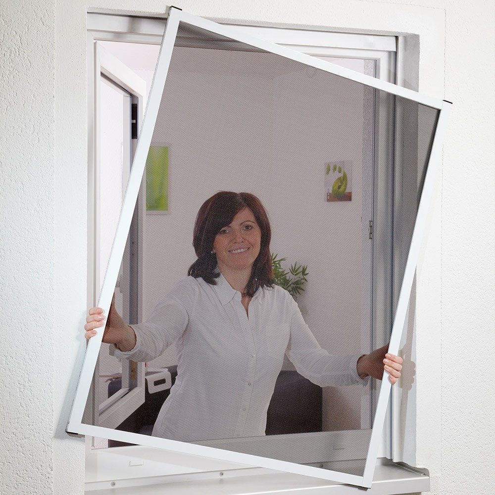 Hecht Aluminium-Fensterbausatz Slim 100x120cm weiß Pollenschutz
