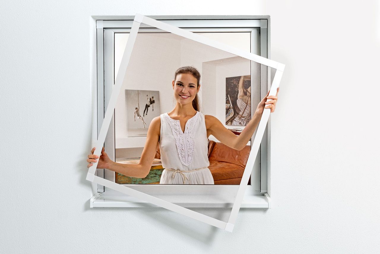 Hecht Flächenbündiger Aluminium – Fliegengitter – Bausatz „Compact“, 130 x 150 cm weiß