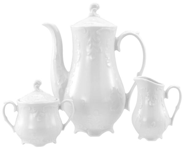 CreaTable Kaffeegarnitur Rokoko weiß Porzellan 3 tlg. CreaTable Kaffeegarnitur Rokoko weiß Porzellan 3 tlg.