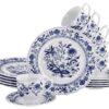 CreaTable Kaffeeservice Flora Zwiebelmuster blau Porzellan 18 tlg.