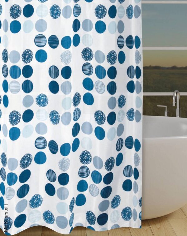 Acus Duschvorhang Round weiß blau Polyester B/L: ca. 180x200 cm