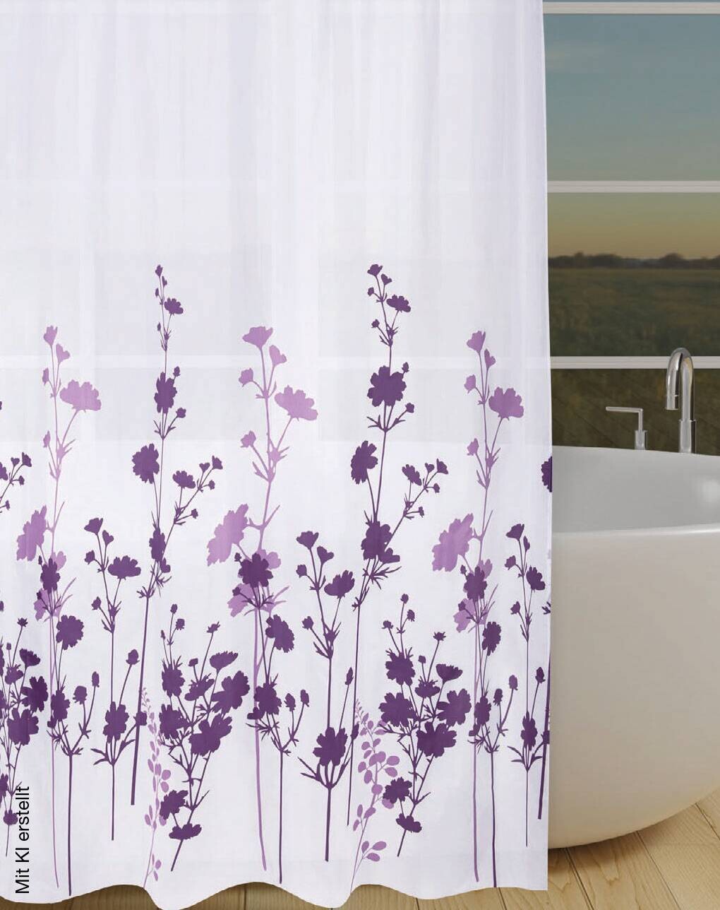 Acus Duschvorhang Vitality weiß lila Polyester B/L: ca. 180x200 cm