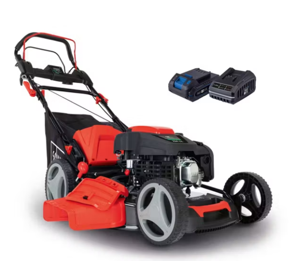 Scheppach Benzin Rasenmäher MS226 – 53E SE Hybrid – Start inkl. 2Ah Akku + 2, 4A Ladegerät