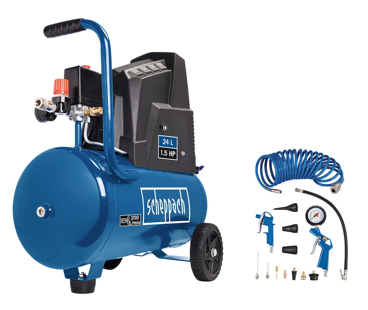 Scheppach 24 L Kompressor HC30o inklusive 14 – teiligem Zubehör – Set