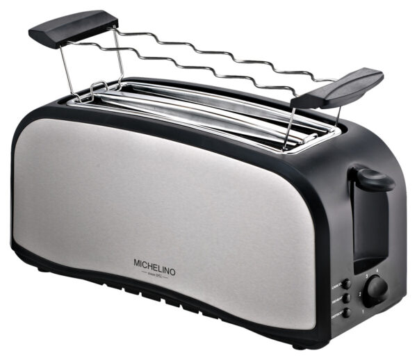 MICHELINO Toaster 74292 Edelstahloptik schwarz Edelstahl Kunststoff B/H/L: ca. 14x20x17 cm