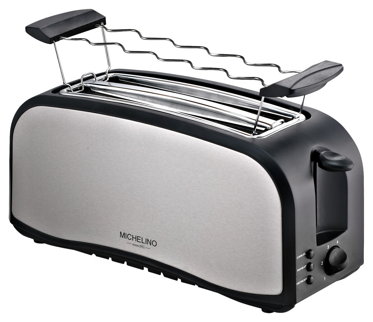 MICHELINO Toaster 74292 Edelstahloptik schwarz Edelstahl Kunststoff B/H/L: ca. 14x20x17 cm