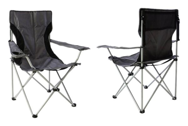 VCM Campingstuhl-Set schwarz Stahl B/H/T: ca. 47x90x47 cm