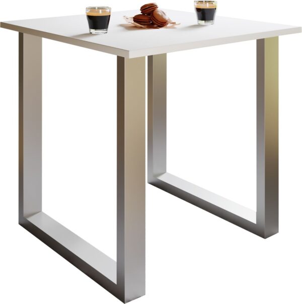 VCM Esstisch "Xona" 80x50 U – Fußgestell Weiß/Silber