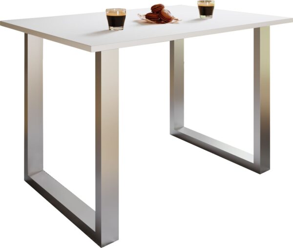 VCM Esstisch "Xona" 110x50 U – Fußgestell Weiß/Silber