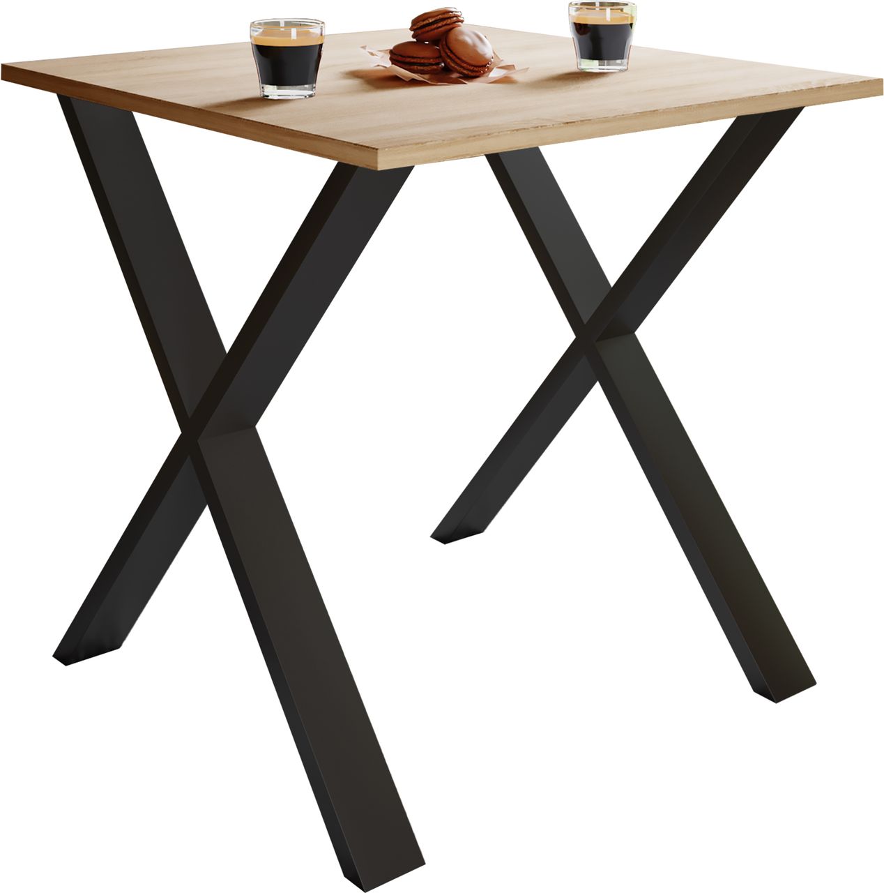 VCM Esstisch „Xona“ 80×80 X – Fußgestell Sonoma – Eiche/Schwarz