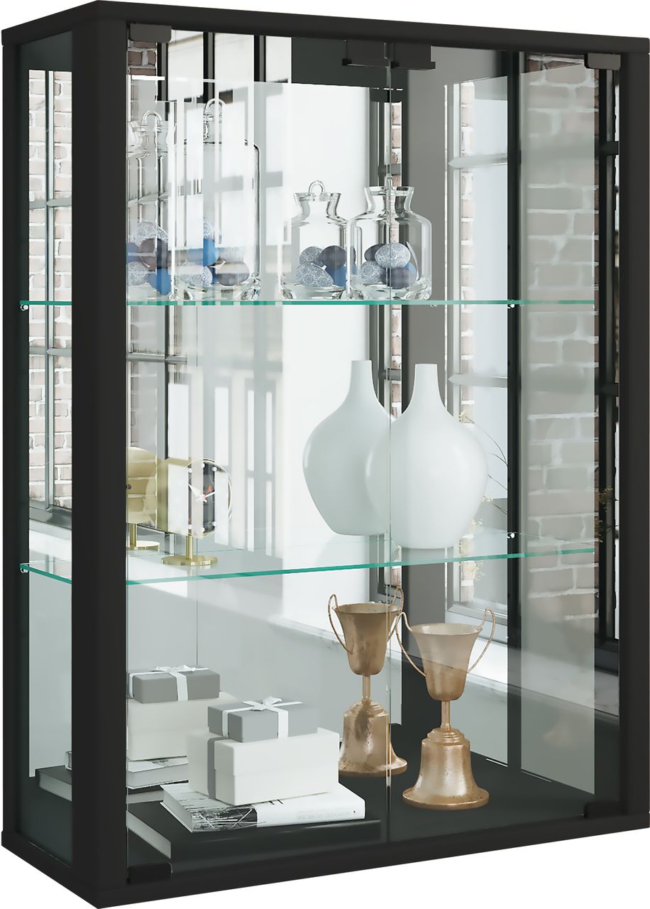VCM Wandvitrine „Udina“ mit Spiegel Schwarz