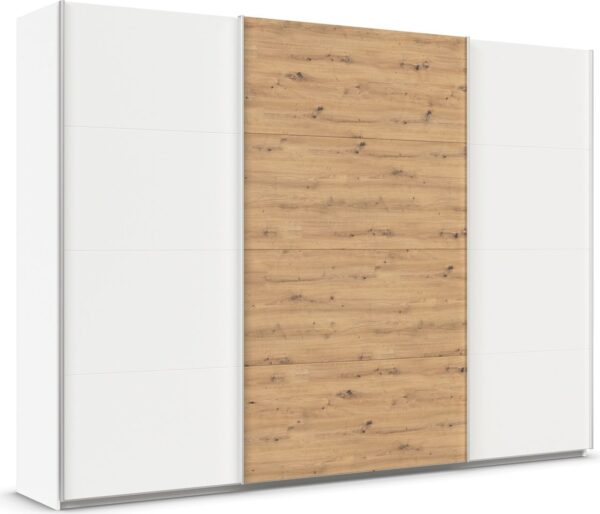 Rauch Möbel rauch Quadra Kleiderschrank 3 – türig, farbe Weiß/Eiche Artisan Breite 315 cm