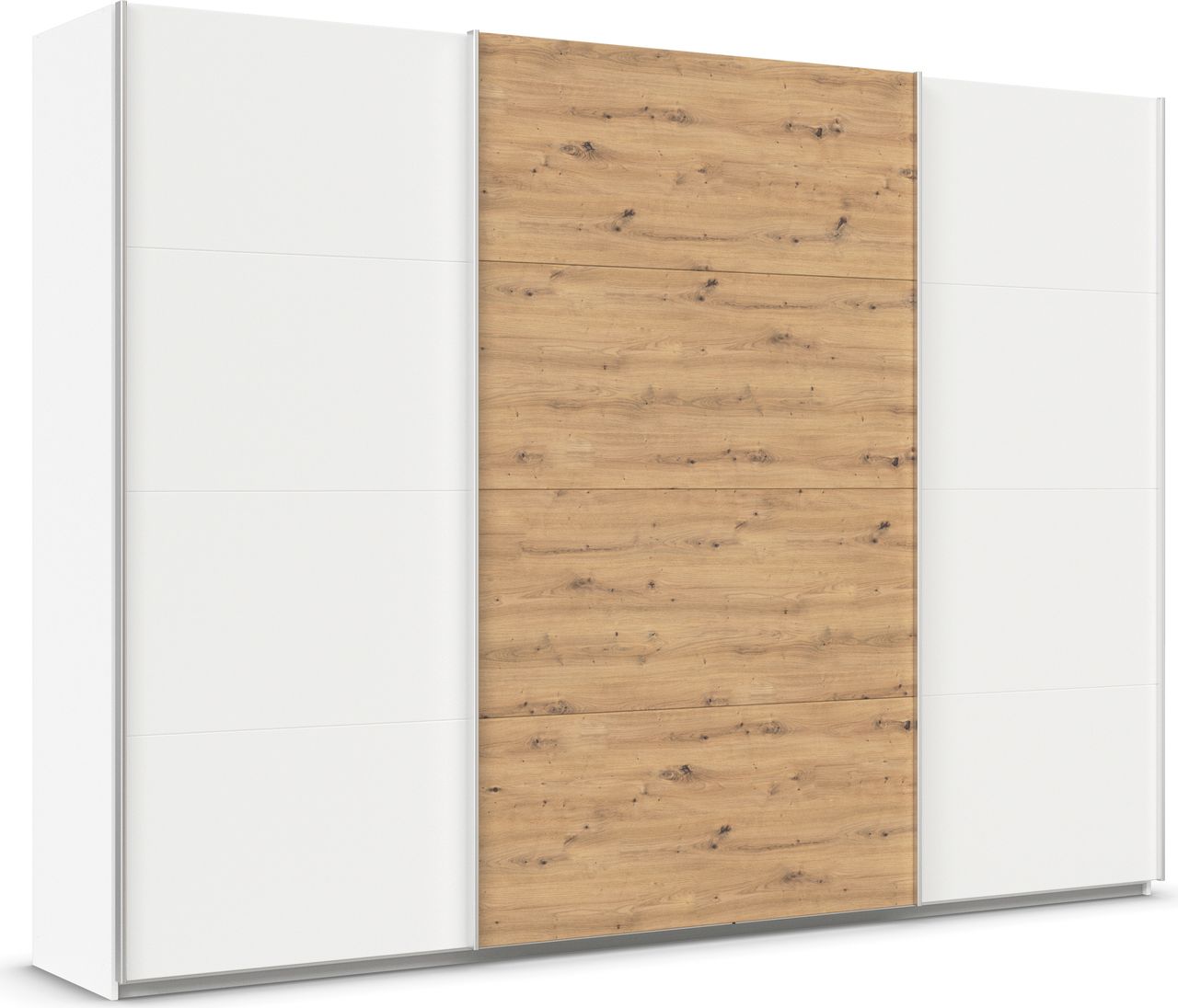 Rauch Möbel rauch Quadra Kleiderschrank 3 – türig, farbe Weiß/Eiche Artisan Breite 315 cm