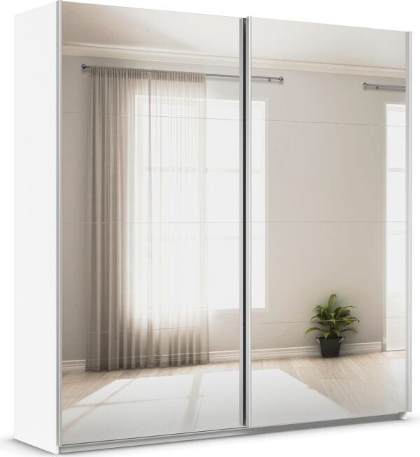 Rauch Möbel rauch Quadra Kleiderschrank 2 – türig, mit Spiegel, farbe Weiß Breite 226 cm