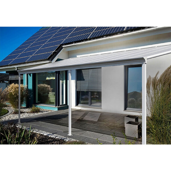 4058166005793-1 Home Deluxe Terrassenüberdachung SOLIS mit UV – Schutz, ca. 495 x 303 x 226 / 278 cm – Weiß
