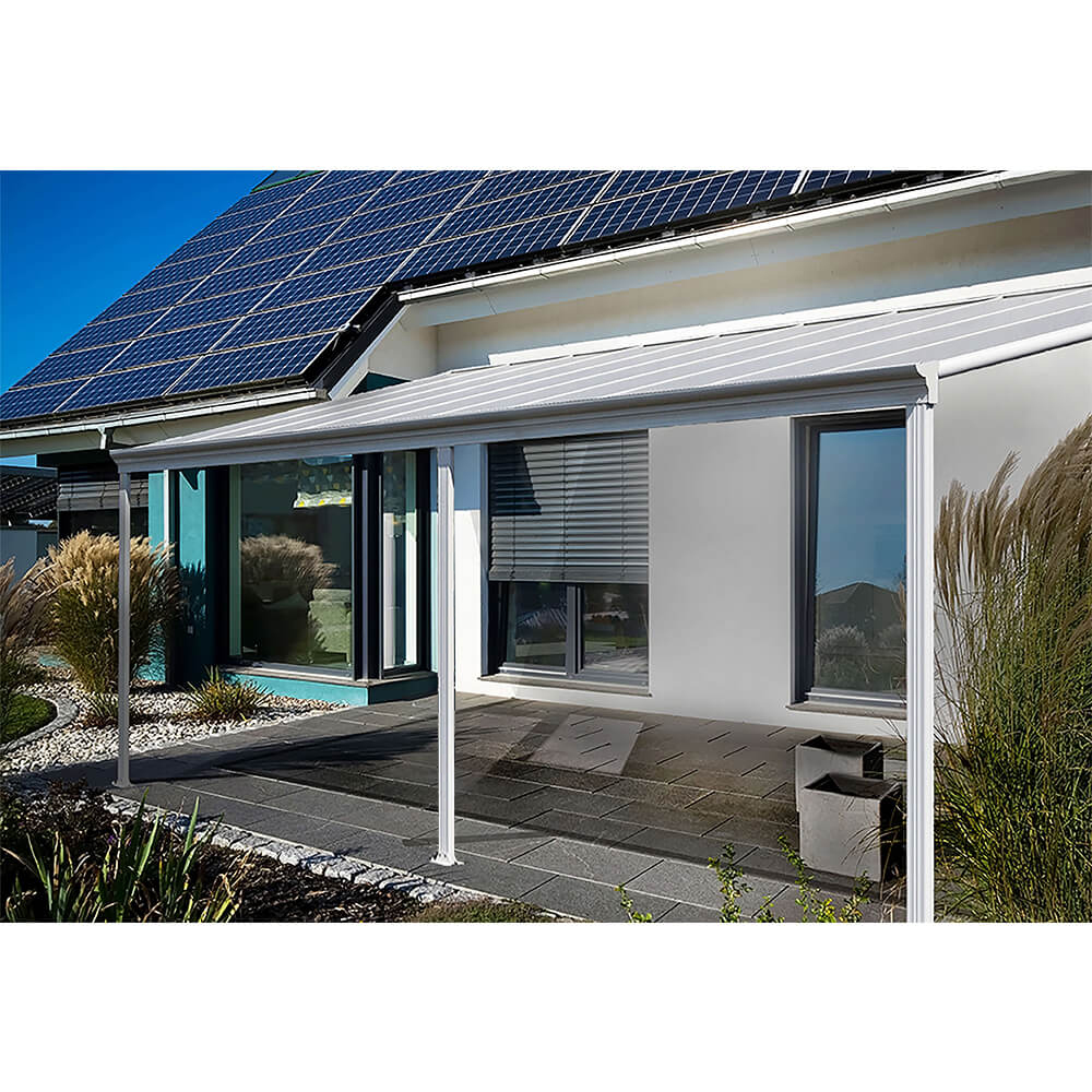 Home Deluxe Terrassenüberdachung SOLIS mit UV – Schutz, ca. 495 x 303 x 226 / 278 cm – Weiß