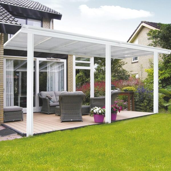 4058166005793-3 Home Deluxe Terrassenüberdachung SOLIS mit UV – Schutz, ca. 495 x 303 x 226 / 278 cm – Weiß