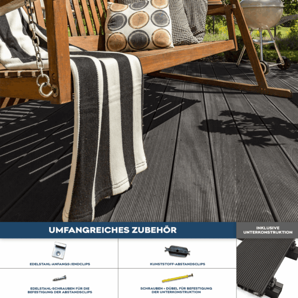 Home Deluxe WPC Holzfliesen Anthrazit