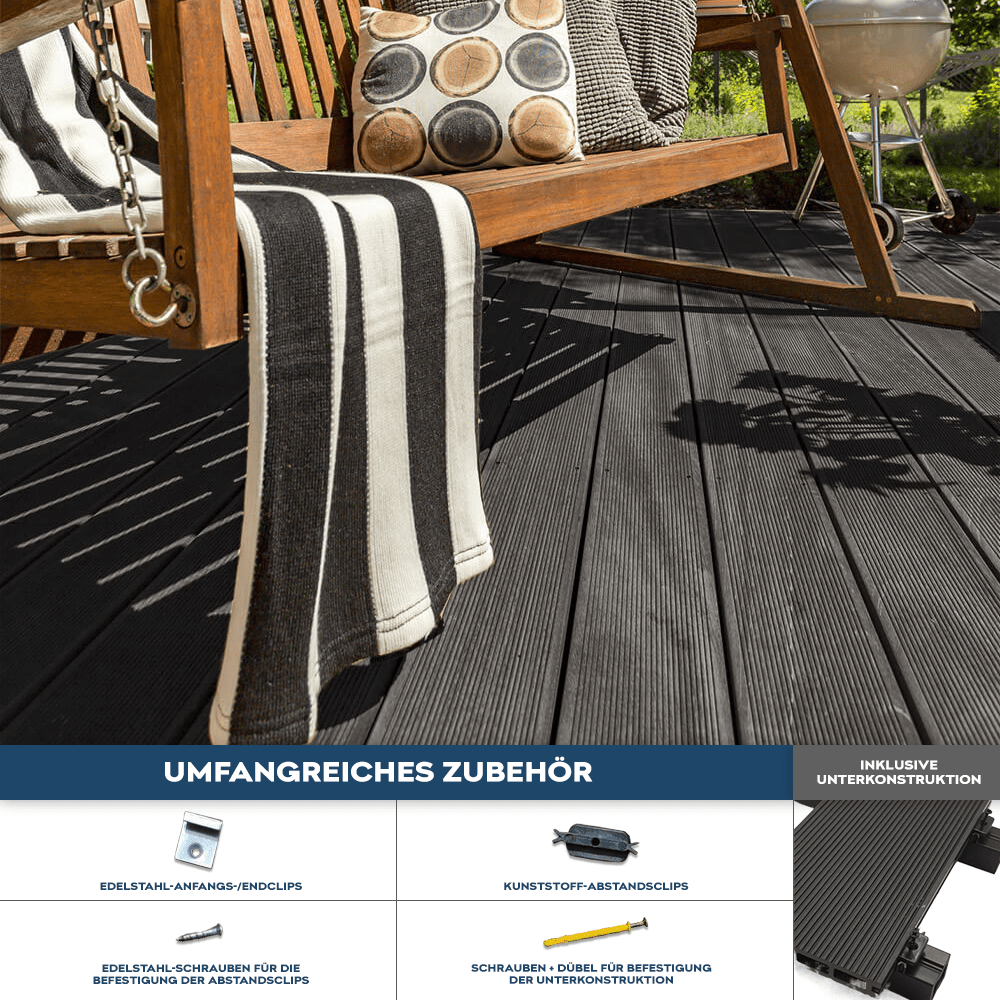 Home Deluxe WPC Holzfliesen Anthrazit