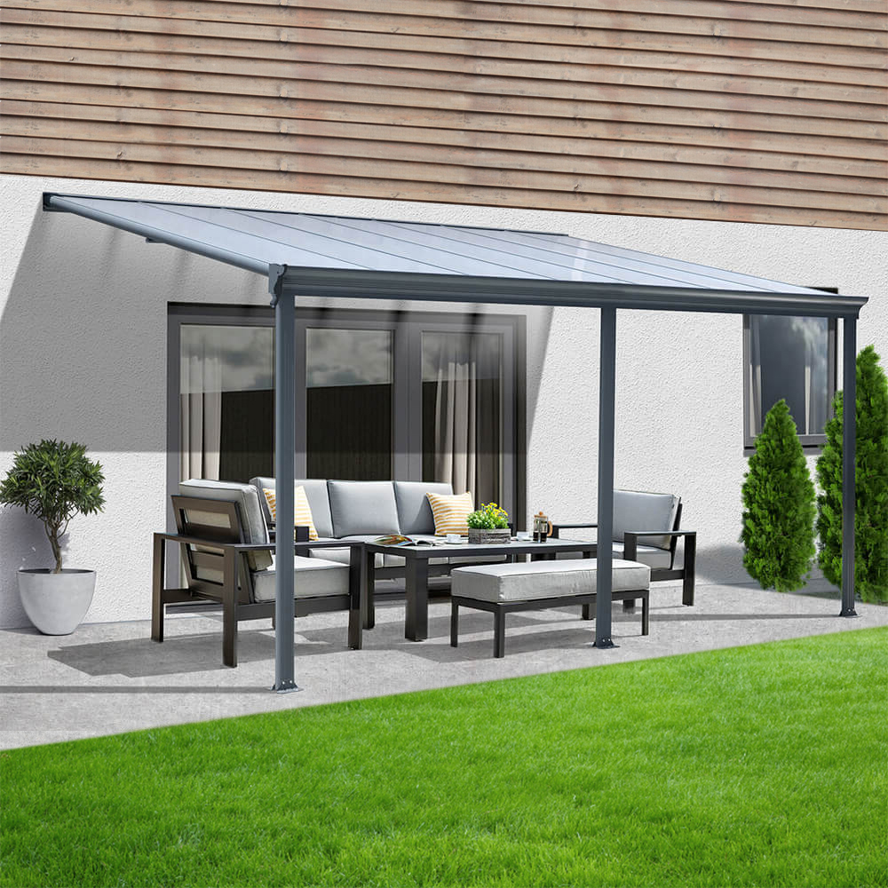 Home Deluxe Terrassenüberdachung SOLIS 557 x 303 x 226 / 278 cm – grau