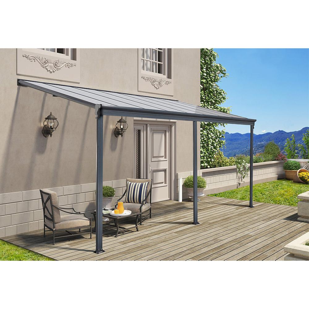 Home Deluxe Terrassenüberdachung SOLIS 434 x 303 x 226 / 278 cm – grau