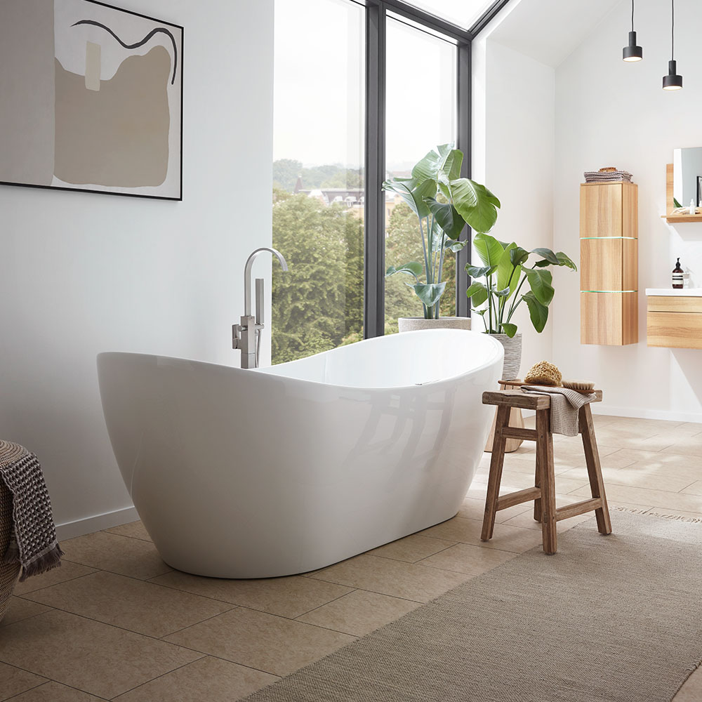 Home Deluxe Freistehende Whirlpool Badewanne OVALO PLUS