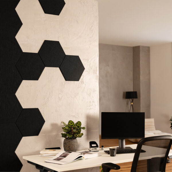 4058166285485-1 Home Deluxe Akustikplatten Hexagon selbstklebend SILENT – Schwarz – 20er Set