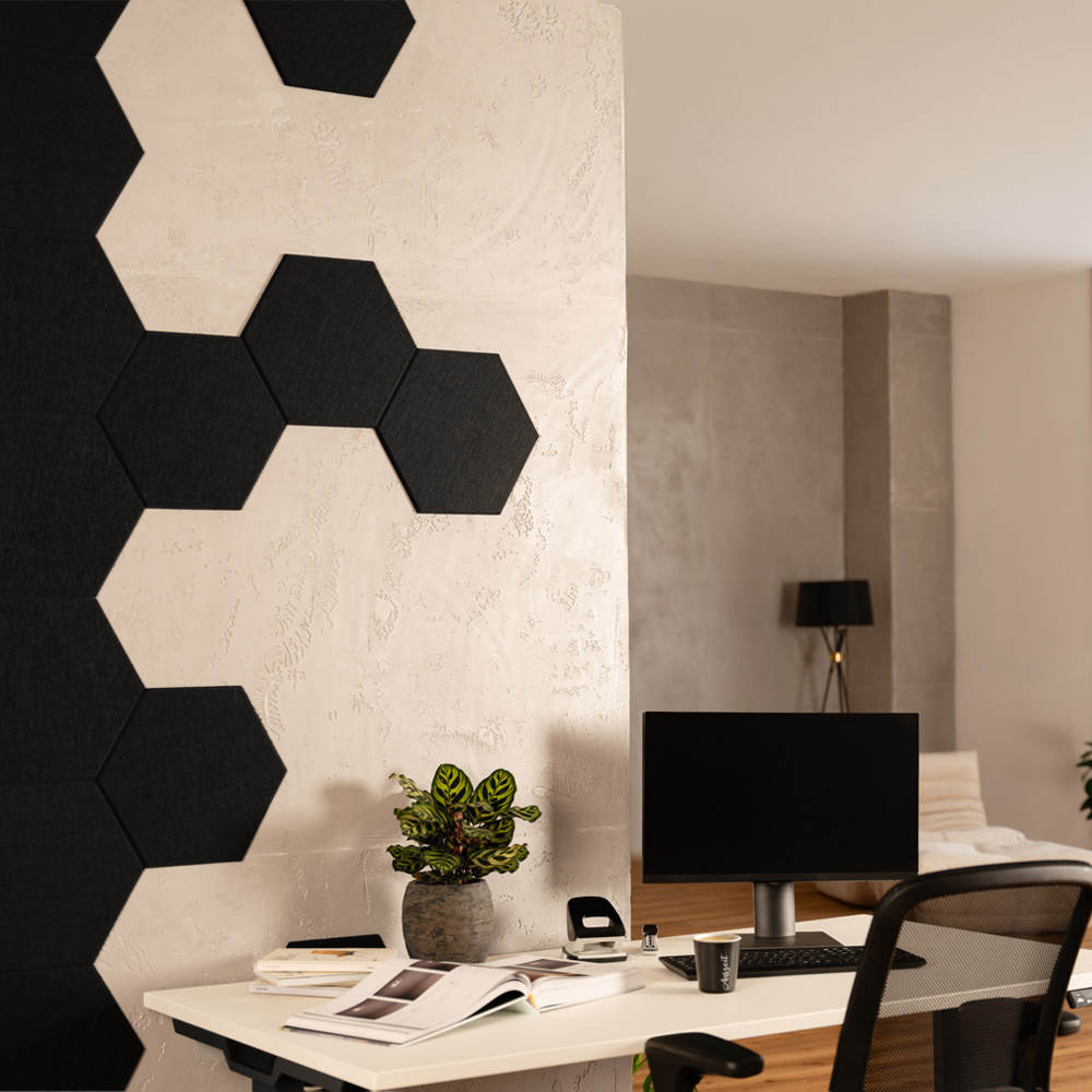 Home Deluxe Akustikplatten Hexagon selbstklebend SILENT – Schwarz – 20er Set