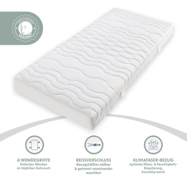 Home Deluxe Bett mit Ablage GALAXIS – 270 x 200 cm Grau mit Matratze H2/H3