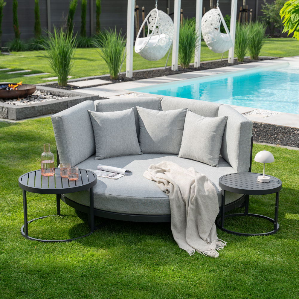 Home Deluxe Daybed Outdoor FLORIDA inkl. Beistelltische – Grau