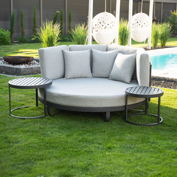 Home Deluxe Daybed Outdoor FLORIDA inkl. Beistelltische – Grau
