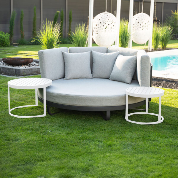 Home Deluxe Daybed Outdoor FLORIDA inkl. Beistelltische – Grau