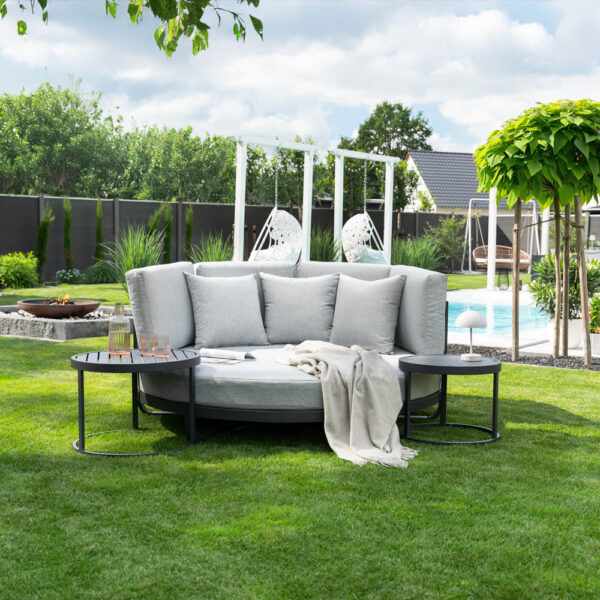 Home Deluxe Daybed Outdoor FLORIDA inkl. Beistelltische – Grau