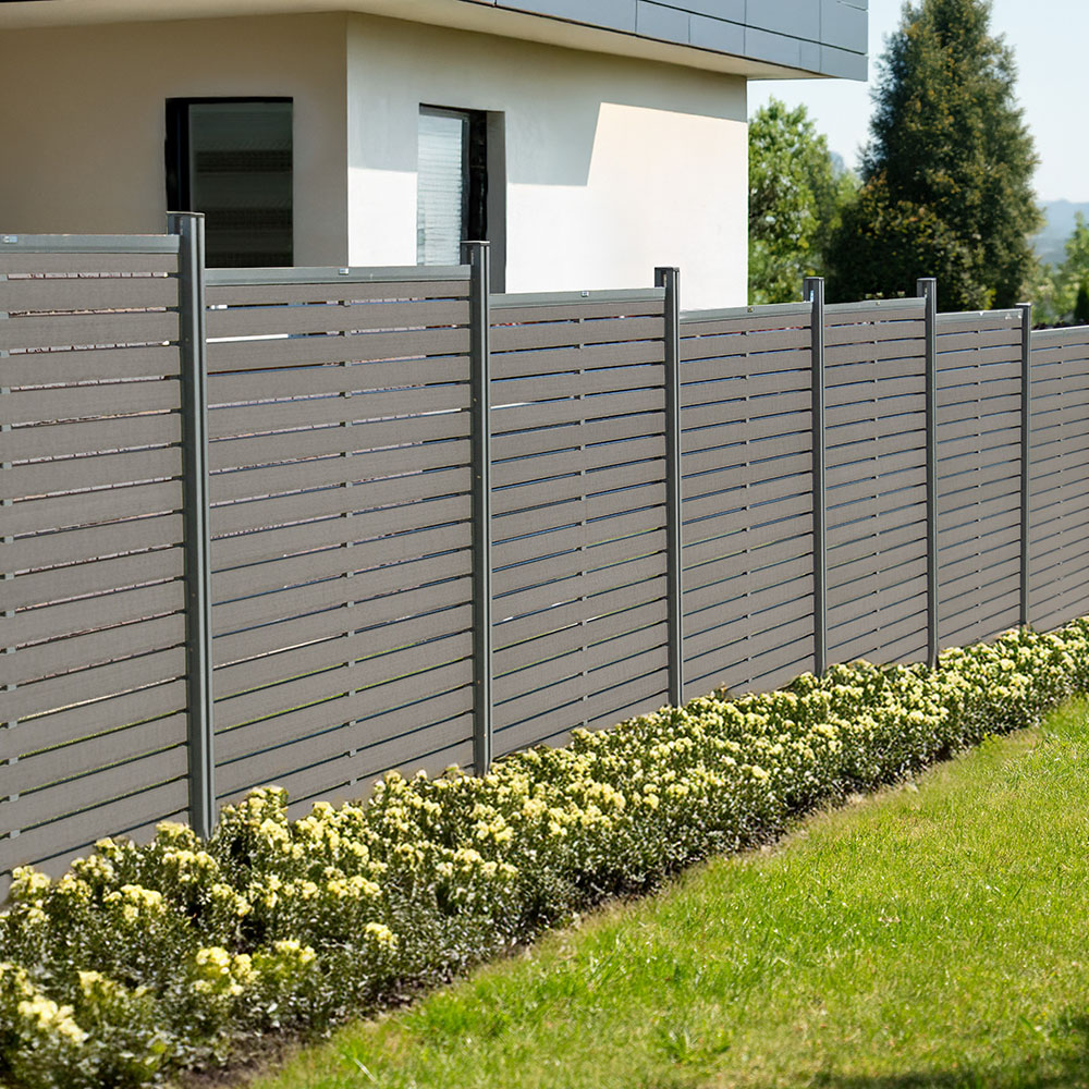 Home Deluxe WPC Sichtschutzzaun ALIRA Dunkelgrau – 2 x Element + 3 x Pfosten
