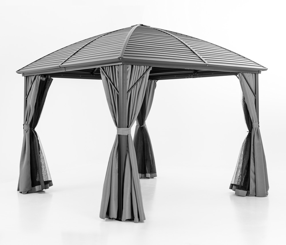 CHILLROI Garten Pavillon “Bosco” aus Aluminium, ca. 300 x 300 x 285 cm – Anthrazit