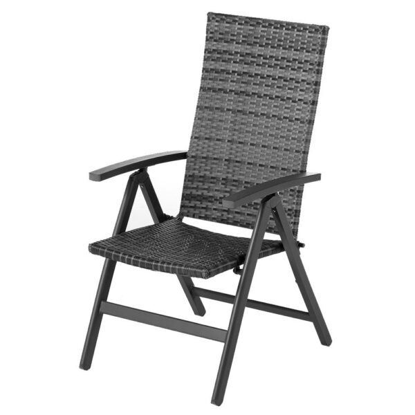 SOLAX-SUNSHINE 2er Set Geflecht – Klappsessel "Genua", Grau – Anthrazit