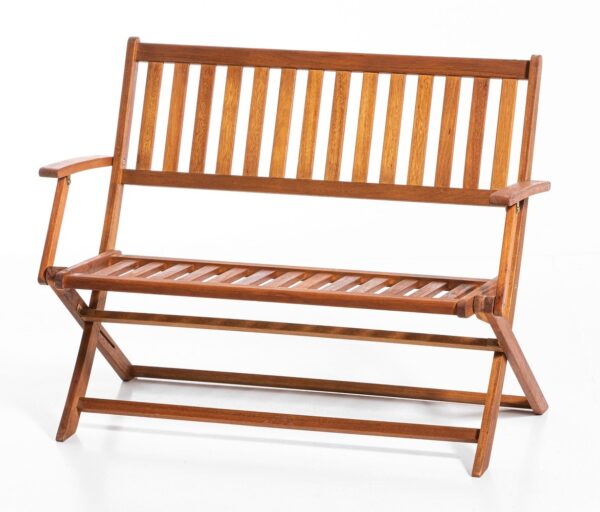 HC Garten & Freizeit 2 – Sitzer faltbare Gartenbank aus Eukalyptusholz, ca. 118 x 63 x 89 cm – Braun