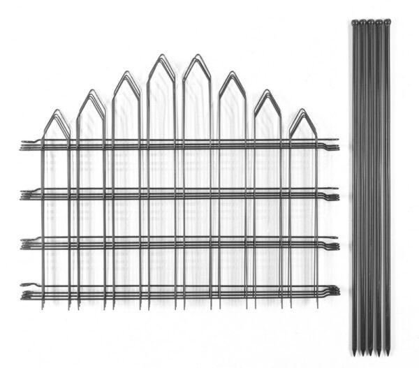POWERTEC GARDEN 4er Set Teichzaun, ca.1000 x 800mm – Grau, 21FS05