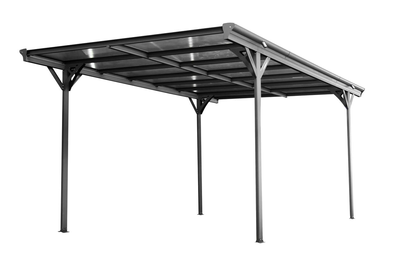 POWERTEC GARDEN Design Carport aus Aluminium, ca. 503 x 305 x 232/217 cm – Anthrazit