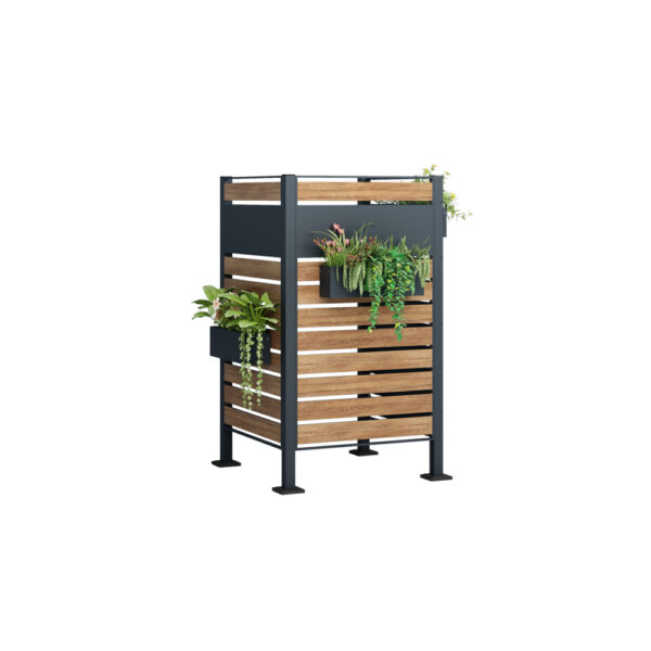 HC Garten & Freizeit Mülltonnenverkleidung für 1 Mülltonne in Holzoptik aus Metall, ca. 245 x 150 x 5 cm – Anthrazit