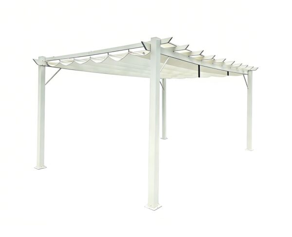 CHILLROI Pavillon "Pergola" aus Aluminium, ca. 350 x 505 x 236 cm – Grau – Weiß