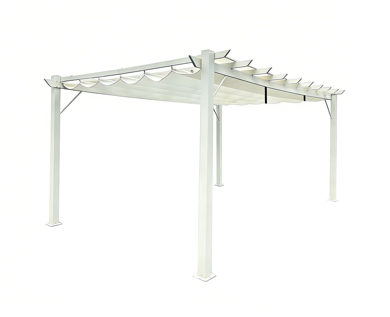 CHILLROI Pavillon „Pergola“ aus Aluminium, ca. 350 x 505 x 236 cm – Grau – Weiß