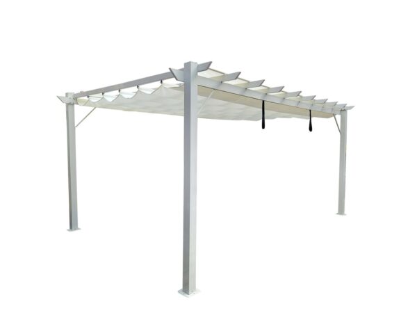 CHILLROI Pavillon "Pergola" aus Aluminium, , ca. 350 x 350 x 236 cm – Grau/Weiß