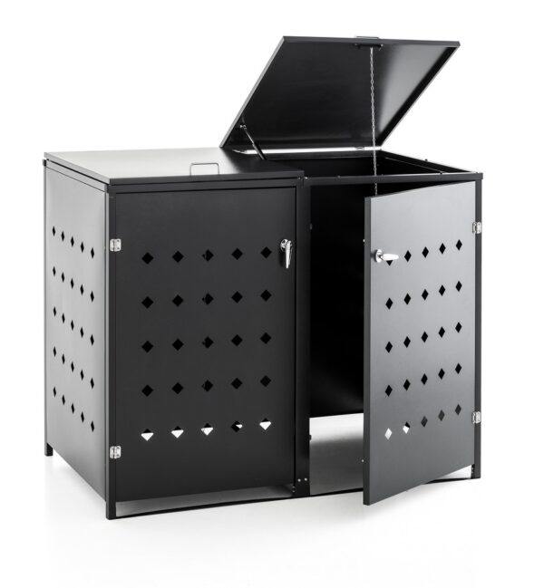 4059306104857-1 HC Garten & Freizeit 2er Mülltonnenbox Raute aus Edelstahl, ca. 138 x 115 x 77, 5 cm – Anthrazit