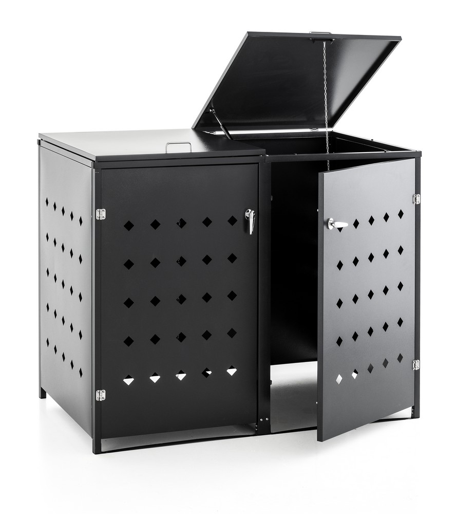 HC Garten & Freizeit 2er Mülltonnenbox Raute aus Edelstahl, ca. 138 x 115 x 77, 5 cm – Anthrazit