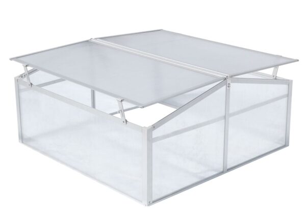 lovingHome® Doppelgewächshaus, Frühbeet, Mini – Garten Gewächshaus ca. 100 x 100 x 48 cm