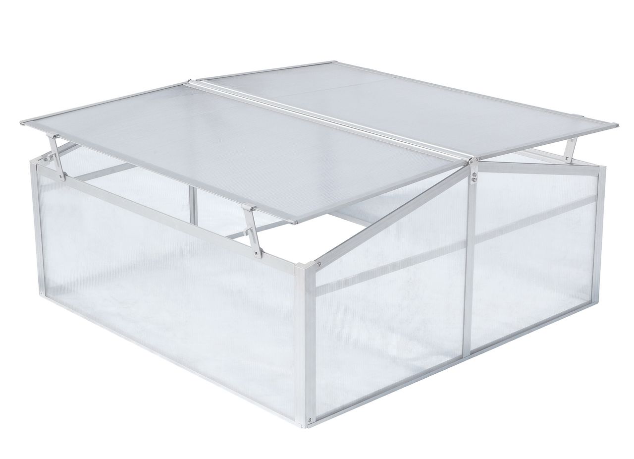 lovingHome® Doppelgewächshaus, Frühbeet, Mini – Garten Gewächshaus ca. 100 x 100 x 48 cm