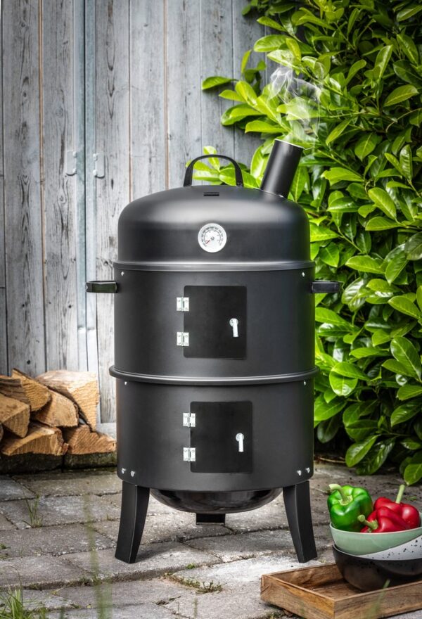 HIGHFELD BBQ Smoker rund mit Grill und Ofen
