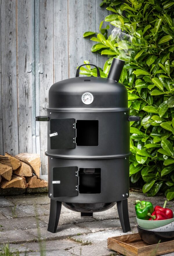 HIGHFELD BBQ Smoker rund mit Grill und Ofen