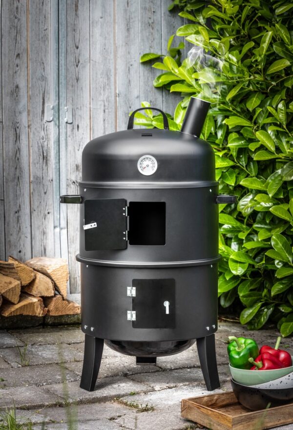 HIGHFELD BBQ Smoker rund mit Grill und Ofen